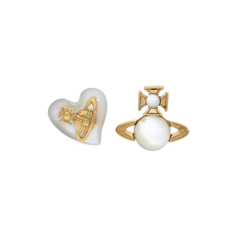 Vivienne Westwood Orb-motif Asymmetric Stud Earrings-3