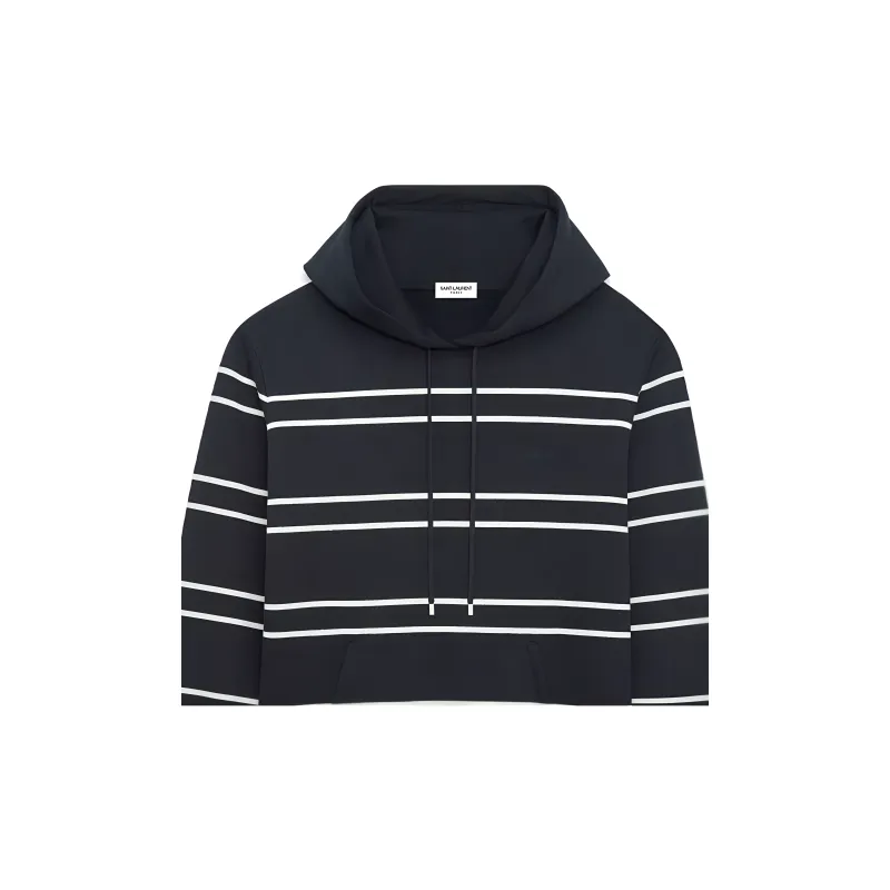 SAINT LAURENT Stripe Detailed Drawstring Hoodie-7