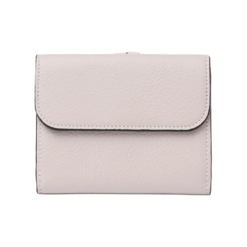 Chloe Alphabet Grain Cow Leather With Shiny Calfskin Card Holder, Wallet Small Size Women's Pink Beige-1