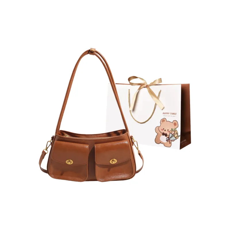 ERANGBEAR PU Crossbody Bag, Shoulder Bag Women's Coffee/Brown/Black-3
