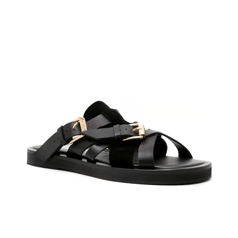 MOSCHINO Buckled Open-Toe Slides-1