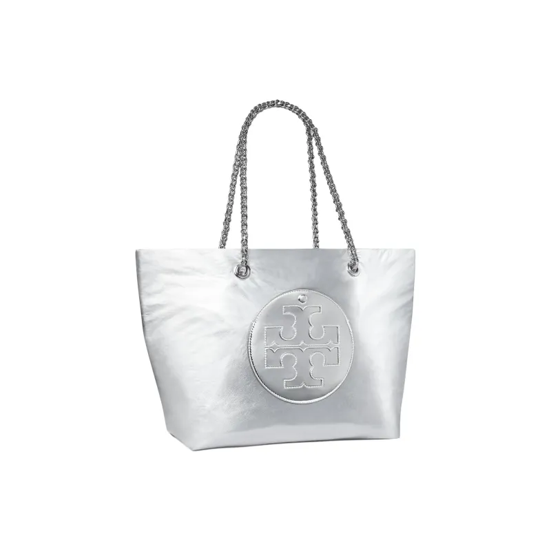 TORY BURCH Ella Nylon Tote Bag, Shopping Bag, Shoulder Bag, Handbag Tubas Women's Silver-1