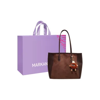 MARKANGARO PU Tote Bag, Shoulder Bag Medium Size Unisex Coffee/Brown/Black