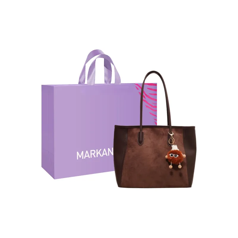 MARKANGARO PU Tote Bag, Shoulder Bag Medium Size Unisex Coffee/Brown/Black-0