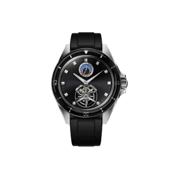 YEMA Wrist Watch Automatic Mechanical Movement Silicone Strap 43mm Black Dial Men's Watches