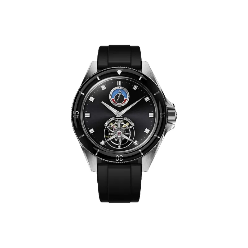 YEMA Wrist Watch Automatic Mechanical Movement Silicone Strap 43mm Black Dial Men's Watches-0