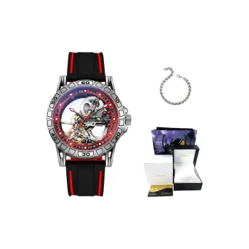Dulunwe Automatic Mechanical Movement Silicone Strap Watch Men's Watches Black Dial