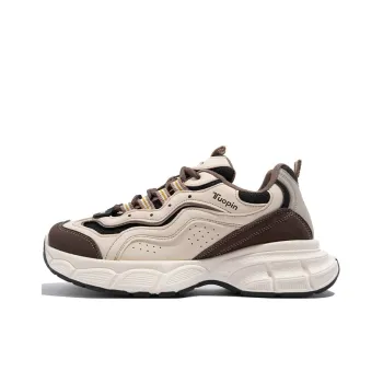 TUOPIN Chunky Sneakers Unisex Low Top Beige Brown/Black White