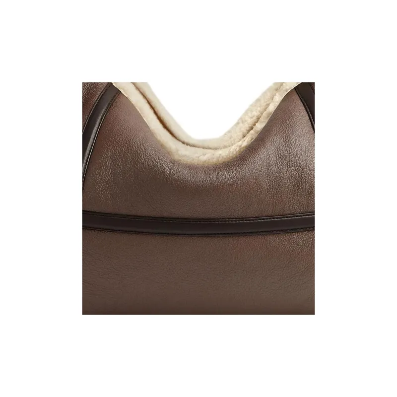 Bottega Veneta Merino Wool Handbag, Shoulder Bag Trumpets Women's Light Brown & Teddy Yellow-4
