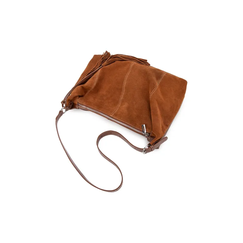 VENOF Cow Leather Shoulder Bag Large Size Women's Velvet Camel Brown/Sand Dune Apricot/Chestnut Coffee-1
