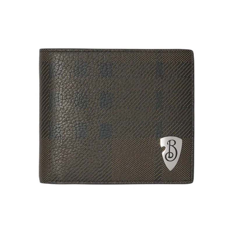 Burberry Shield Calfskin Wallet Men's Slate Color-0