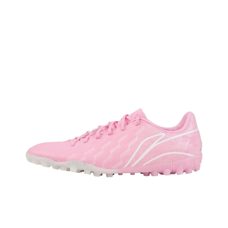 LiNing TF Rubber Broken Studs Artificial Ground Wear-Resistant Slip-Resistant Soccer Shoes Men's Pink White-0