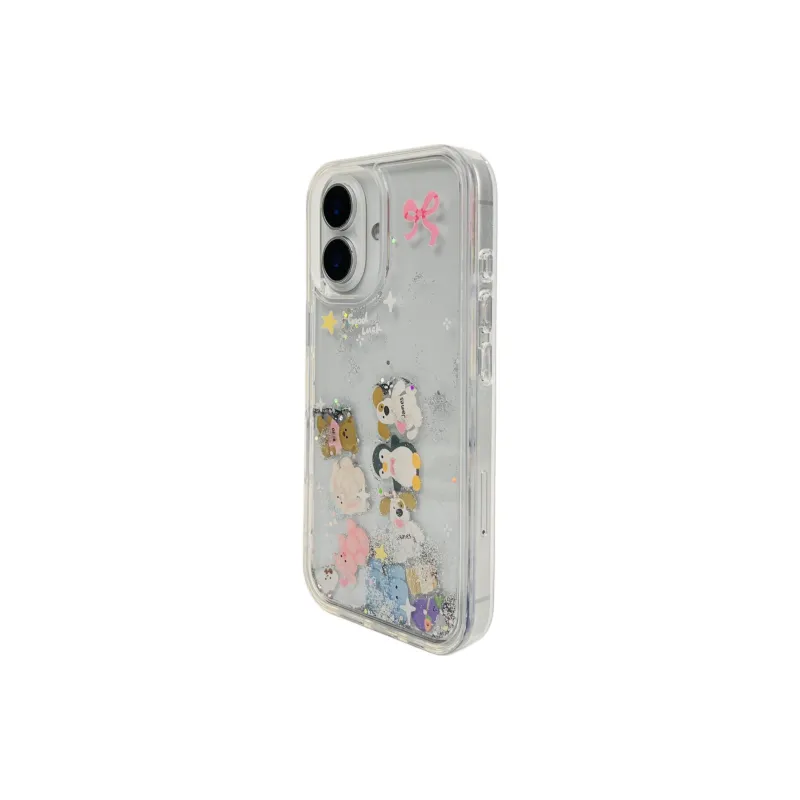 Sopi Acrylic Material Glitter Animal Quicksand Phone Cases Compatible With IPhone 16/15 Pro Max/Apple 13/14 Pro Max/12-2