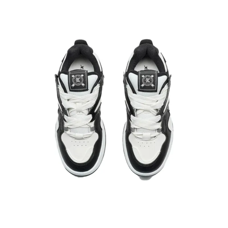 XTEP Star X Anti Slip Wear Resistant Low Top Skateboard Shoes Women's Black White-3