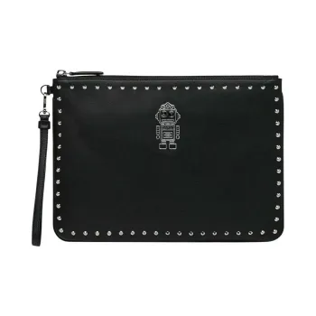 MCM Leather Clutch Unisex Black