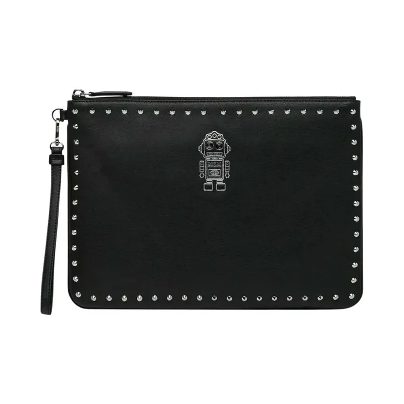 MCM Leather Clutch Unisex Black-0