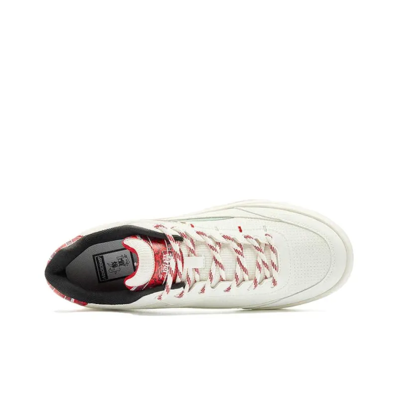 QIAODAN Sunrise Skateboard Shoes Men Low Top White Red-3