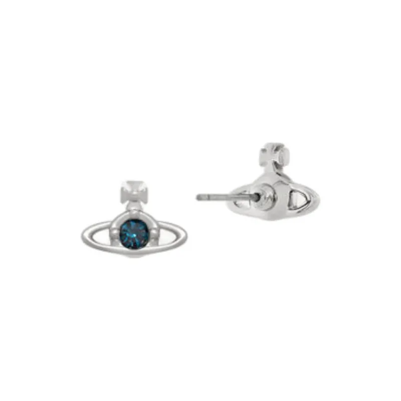 Vivienne Westwood Crystal Stud Earrings Unisex Silver-2
