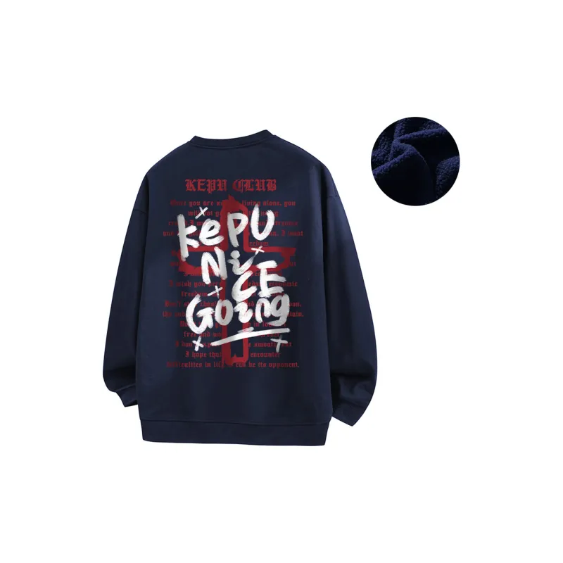 Kepu Fleece Lined Crew Neck Sweatshirt Unisex-20