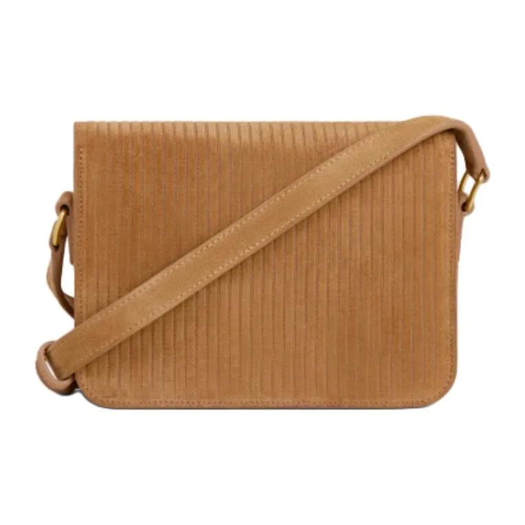 CELINE Cow Leather Suede Shoulder Bag, Crossbody Bag Women's Smoky-2