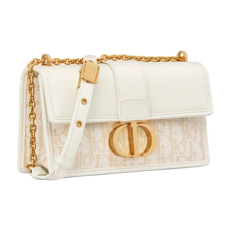 DIOR 30 Montaigne Cotton Shoulder Bag, Crossbody Bag Women's Milk White-2
