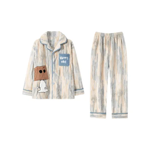 WANANNI Pajama Set Men's Apricot Blue