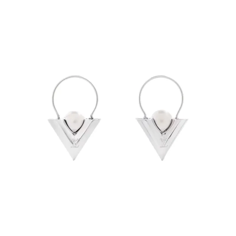 LOUIS VUITTON V For Vuitton Pearl And Metal Earrings-0