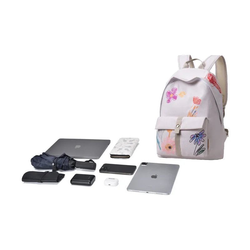 FINITE LOOP Recycled Material Student Backpack Regular Unisex Beige-4