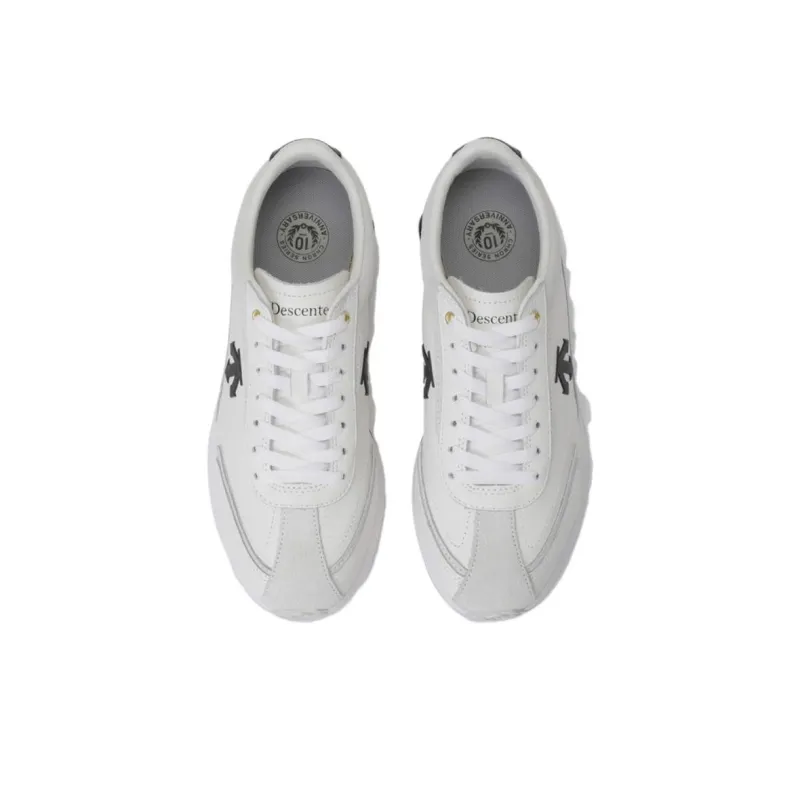 DESCENTE Cron Racer Anti Slip Wear Resistant Low Top Casual Shoes Unisex White Black-2