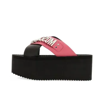 MOSCHINO Slip-Resistant Slide Slippers Women's Black Pink