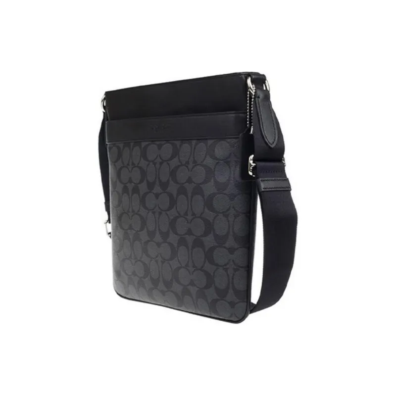 COACH Charles PVC Crossbody Bag Large Size Men's Gray Black-1