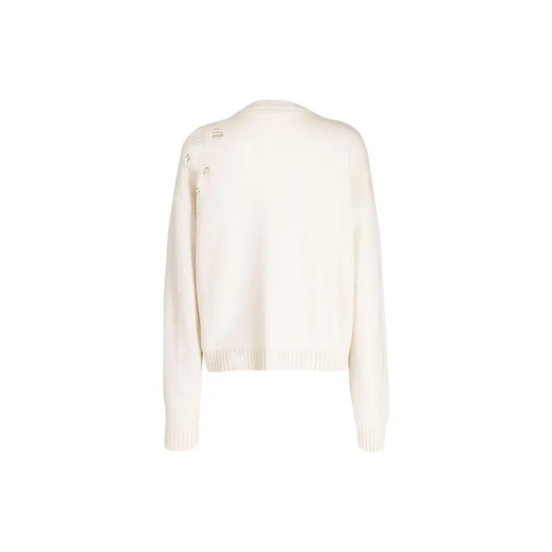 AREA Distressed-effect Crystal-embellished Cardigan-1