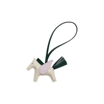HERMES Sheepskin Pendants Unisex Chalk White/Cypress Green/Light Purple