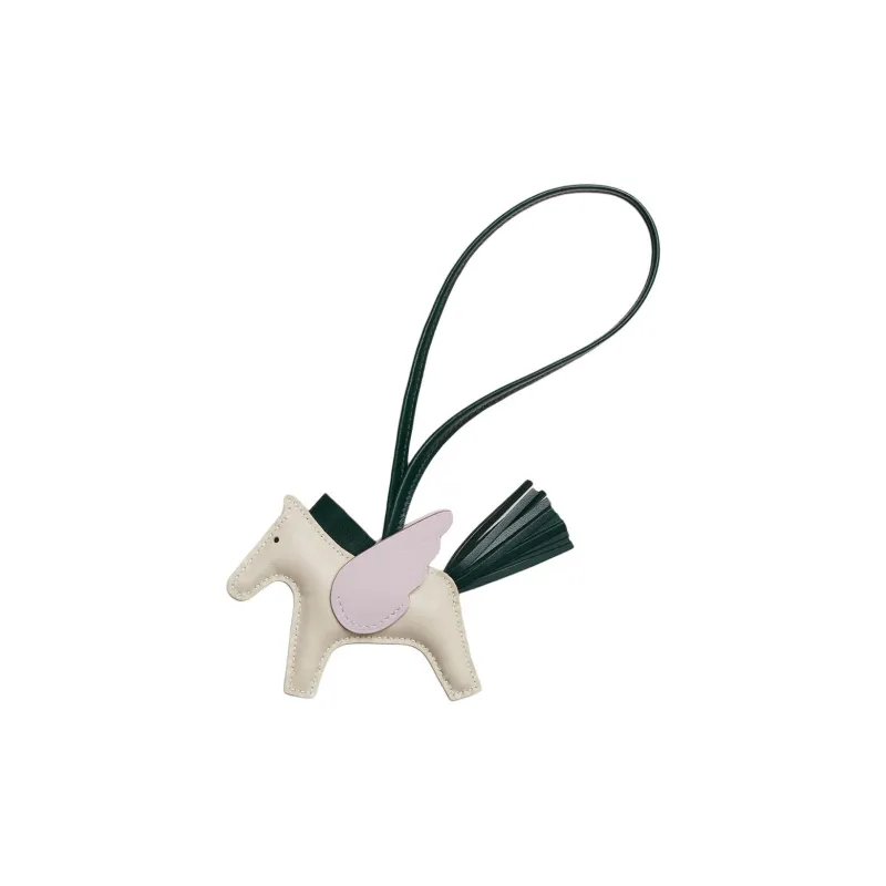 HERMES Sheepskin Pendants Unisex Chalk White/Cypress Green/Light Purple-0