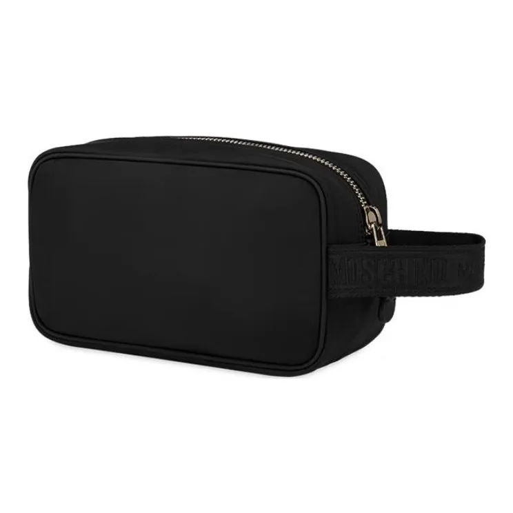 MOSCHINO Polyester Spandex Clutch Storage Bag Makeup Bag Women's Black-1