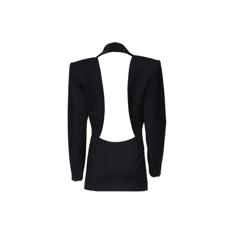 AREA Open-back Tuxedo Minidress-1