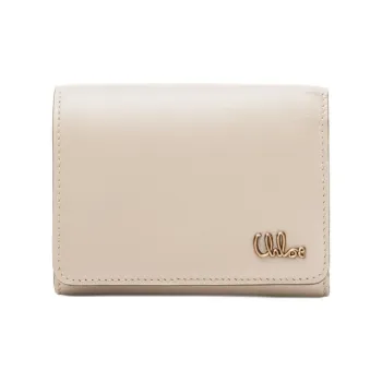 Chloe Shiny Calfskin Wallet Small Size Women's Cement Pink