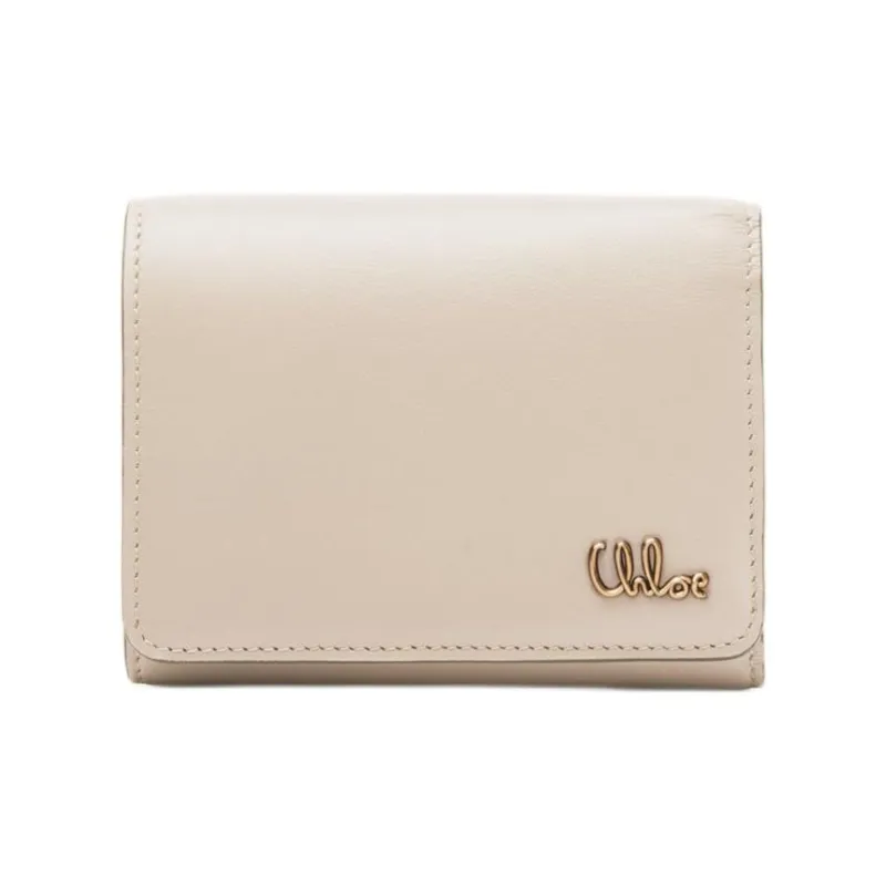 Chloe Shiny Calfskin Wallet Small Size Women's Cement Pink-0