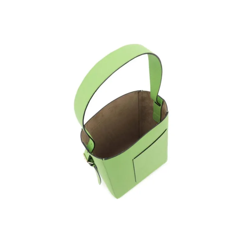 Valextra Millepunte Calfskin Bucket Bags One Shoulder Handbags Mini Women's Apple Green-3