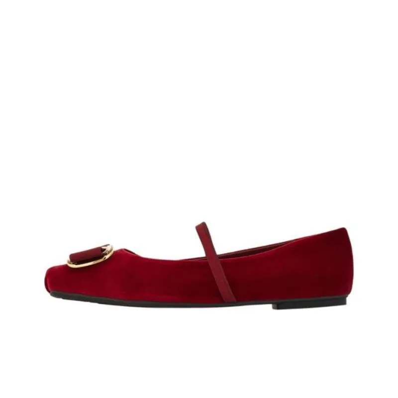 FERRAGAMO Vara Flat Casual Single Shoes Women's Red-0