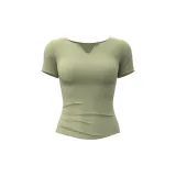 Peach V-Neck Short-Sleeved-Cardamom Green