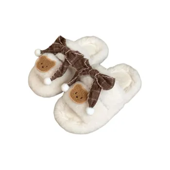 Thin Strips Home Slippers Women's, White