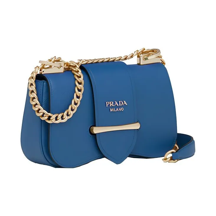 PRADA Sidonie Calfskin Shoulder Bag Crossbody Bag Women's Dark Purple Blue-1