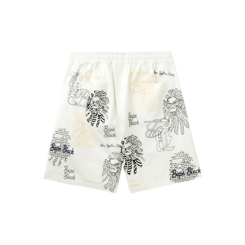 BAPE BLACK Graphic Stitch Shorts-1