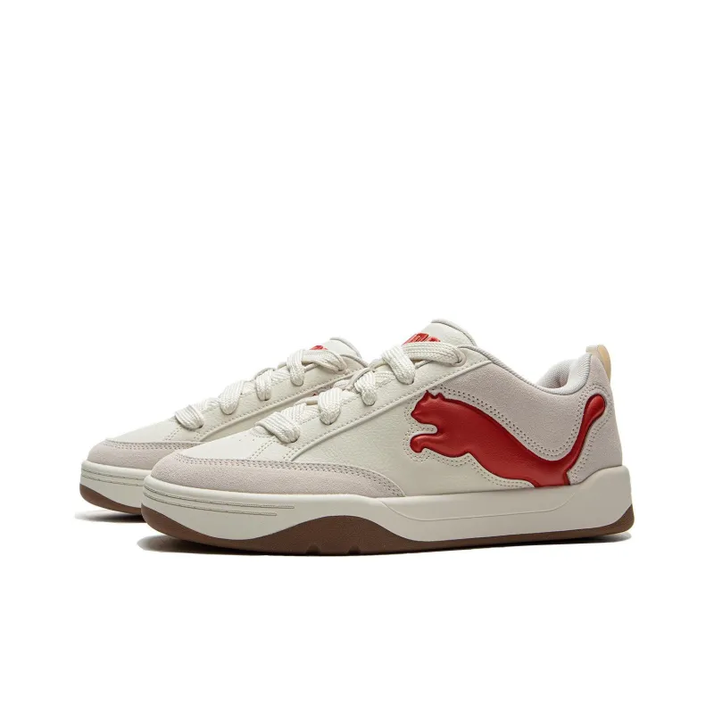 PUMA Anti Slip Wear Resistant Low Top Skateboard Shoes Unisex White Red-2