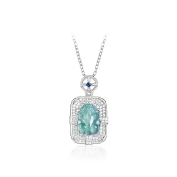 Artisan Lock Heart Jade Ice Type Jadeite Necklaces Women's