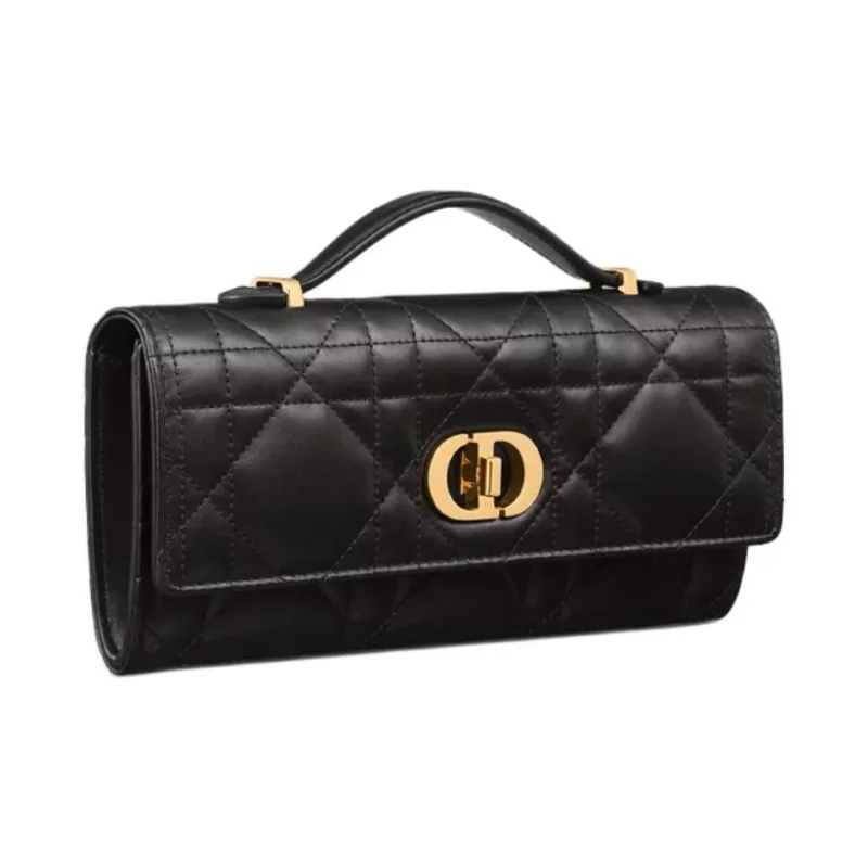 DIOR Caro Sheepskin Clutch Women's Black-1
