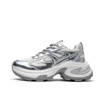 Warrior Height Increasing Low Top Chunky Sneakers Women's Silver White