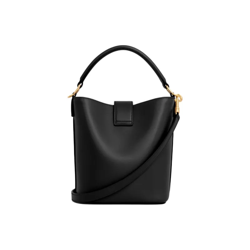 CELINE Cow Leather Bucket Bag, Shoulder Bag, Crossbody Bag, Handbag Trumpets Women's Black-2