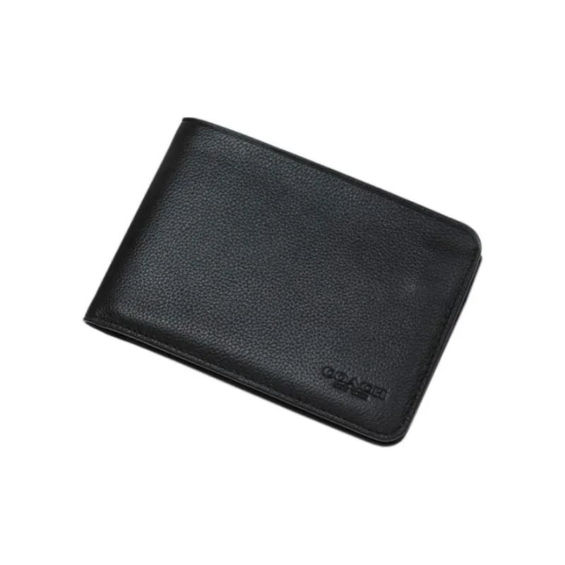 COACH Travel Wallet Cow Leather Wallet Small Size Men's Black-1